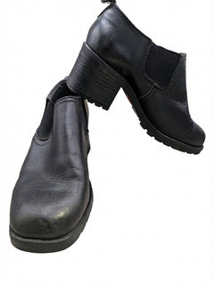 CANDY Black Leather Ankle Boots Women's Chelsea Heel - Image 1