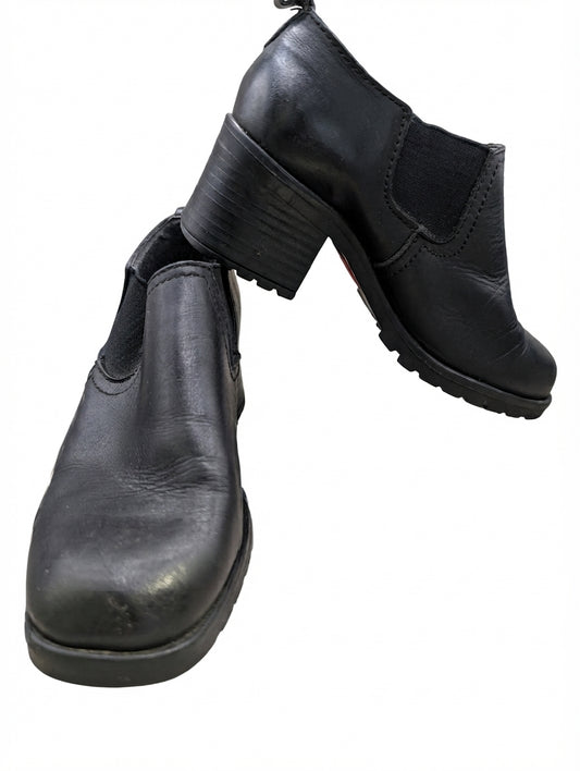 CANDY Black Leather Ankle Boots Women's Chelsea Heel - Image 1