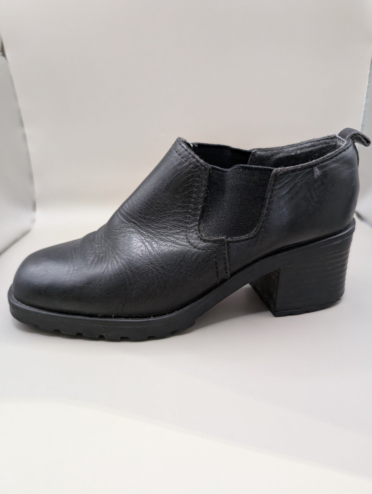 CANDY Black Leather Ankle Boots Women's Chelsea Heel - Image 2