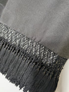 C/MEO Collective Satin Top with Macrame Fringe Hem Black XS - Image 2