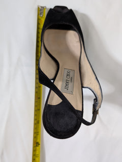 Jimmy Choo Suede Peep Toe Slingback Platform Heels Black Size 41 - Image 7