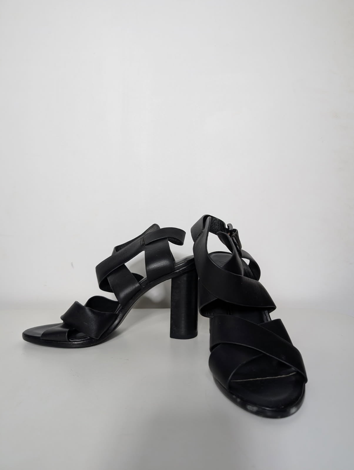 Joie Leather Block Heel Sandals - Sophisticated Crisscross Design - Image 2