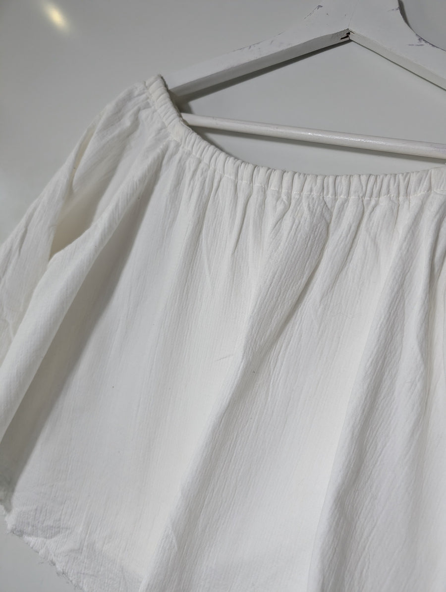 Viktoria & Woods Off-The-Shoulder Gauze Crop Top White Size 0 - Image 4