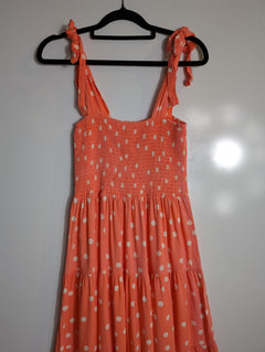 Mister Zimi Polka Dot Smocked Tiered Maxi Dress Coral - Image 2