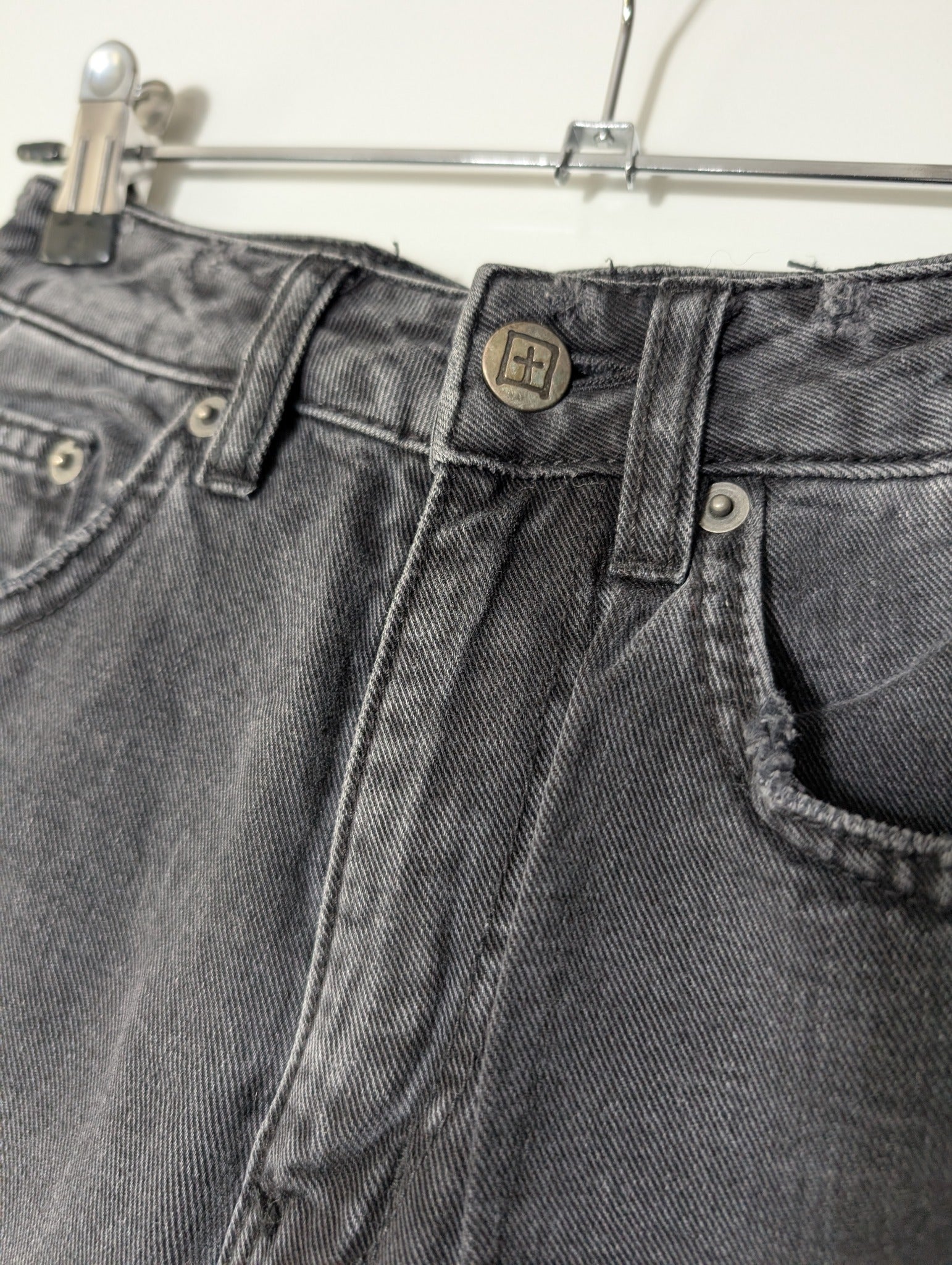 Ksubi High-Rise Denim Jeans Washed Black Raw Hem Size 23 - Image 2