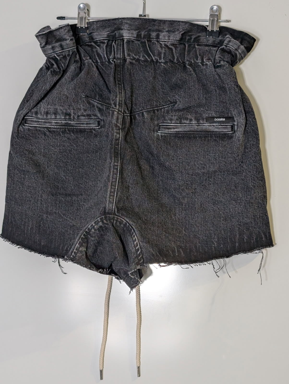 Bassike Paperbag Waist Denim Shorts Black Raw Hem - Image 4