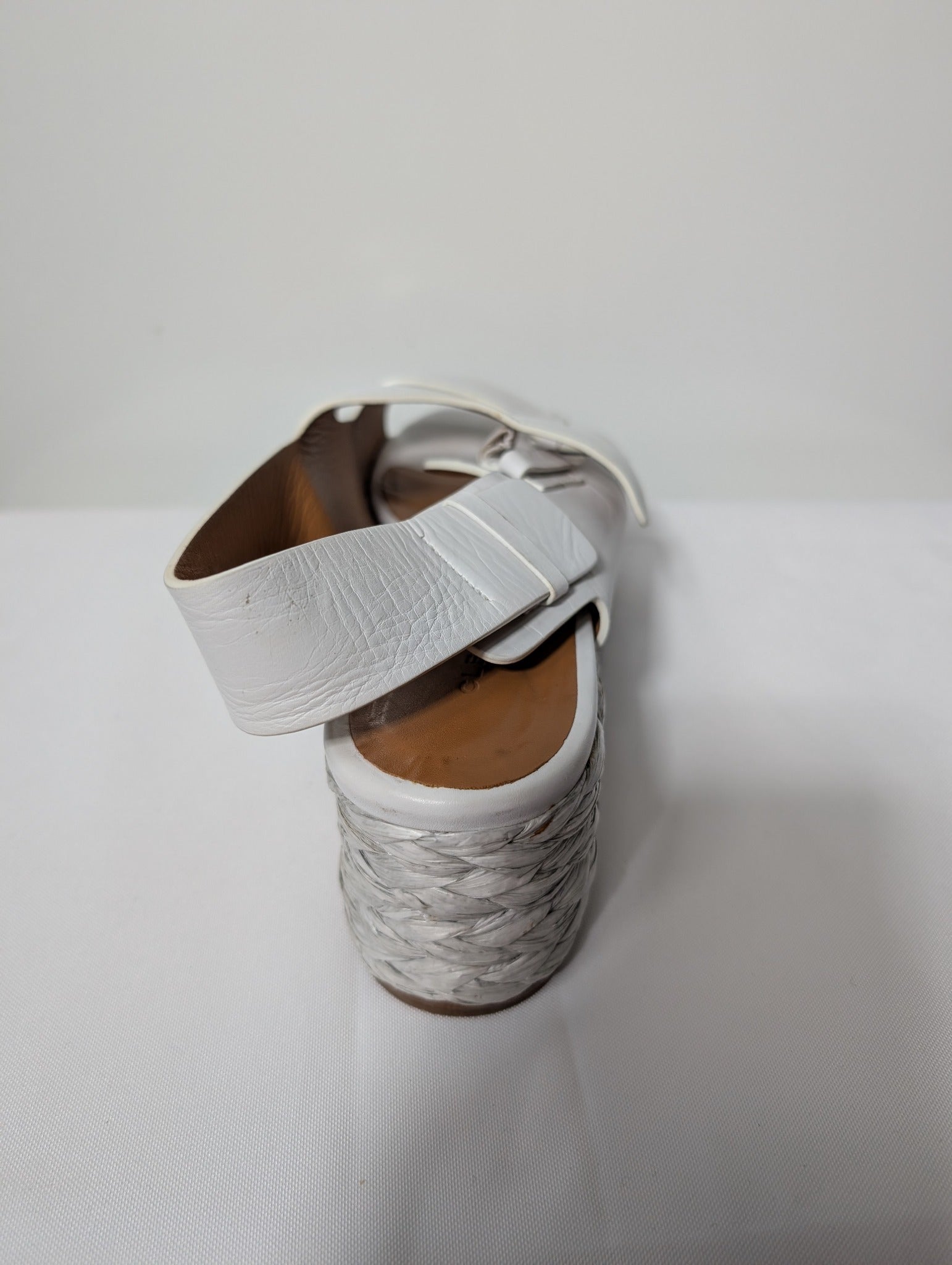 Clergerie Platform Espadrille Sandals White Leather EU 37.5 - Image 4