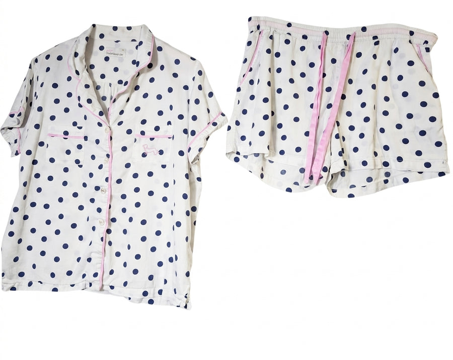 Peter Alexander Women's Polka Dot Pajama Set White & Navy Size M - Image 1