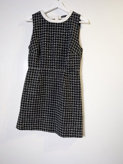 Portmans Sleeveless Tweed Check Dress Black and White Size 10 - Image 7
