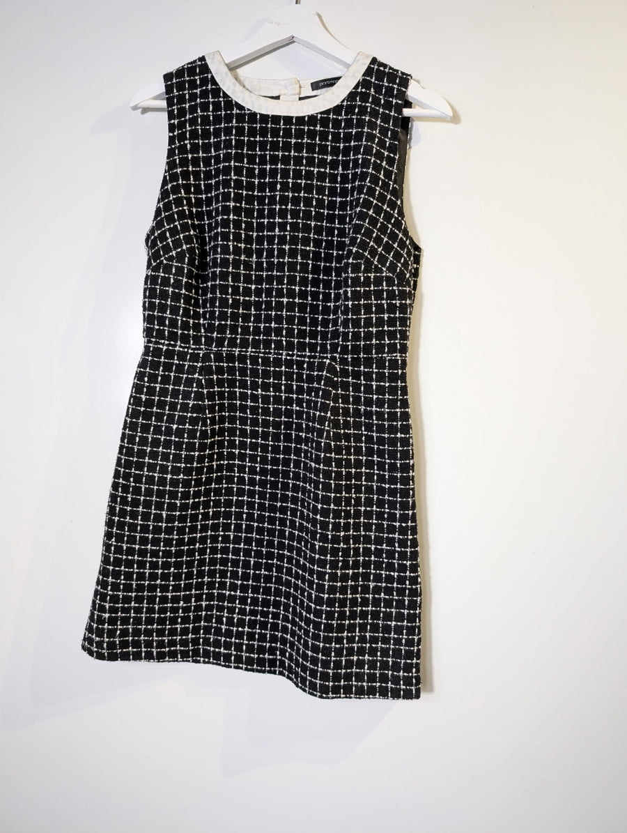 Portmans Sleeveless Tweed Check Dress Black and White Size 10 - Image 7