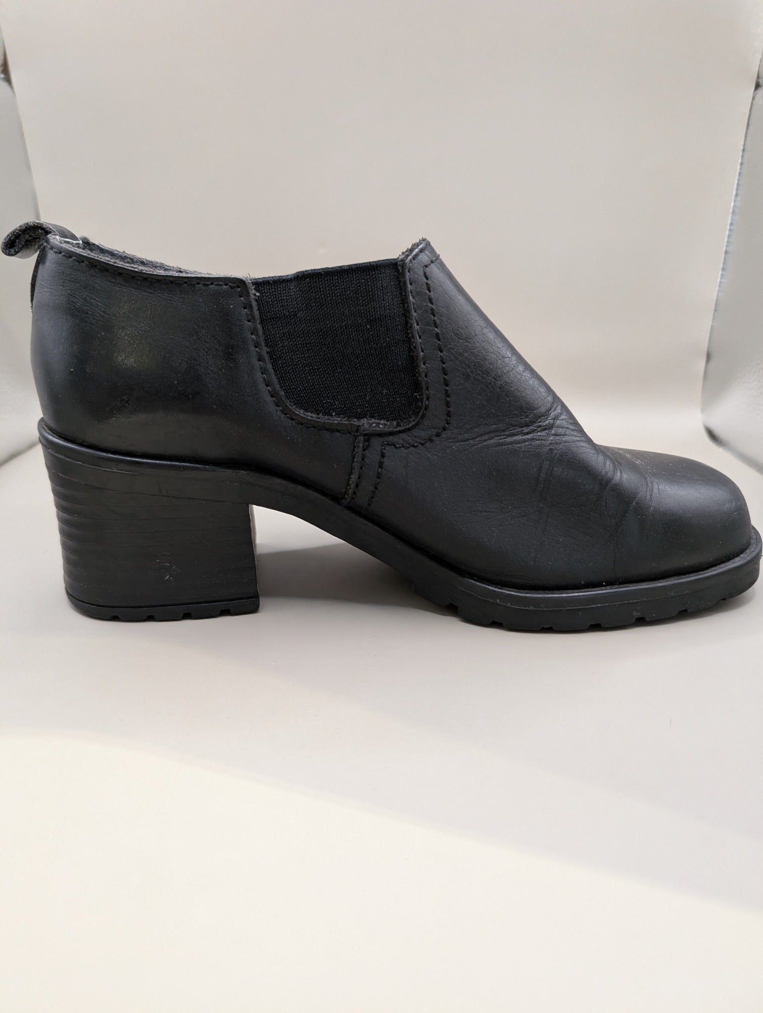CANDY Black Leather Ankle Boots Women's Chelsea Heel - Image 4