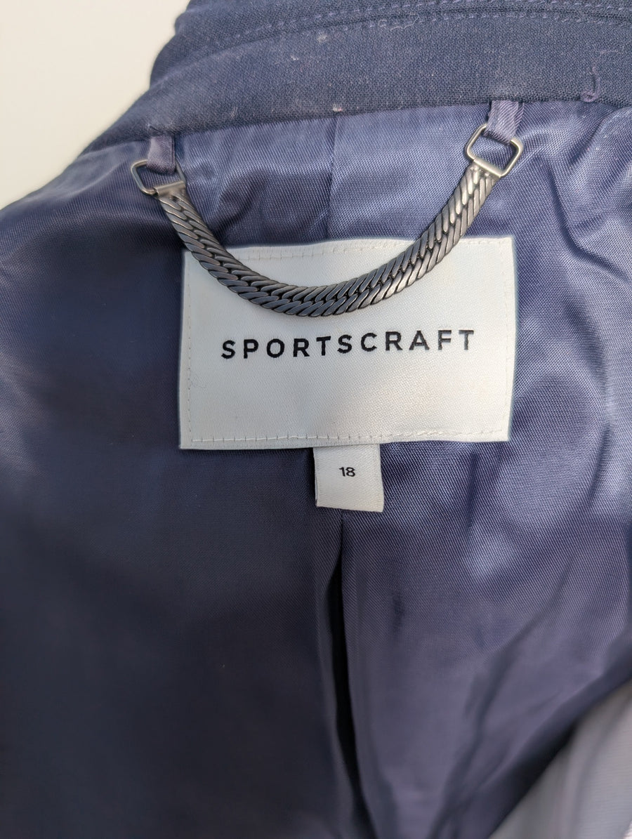 Sportscraft Double Breasted Blazer Navy Gold Buttons Women's Size 18 - Image 4