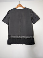C/MEO Collective Satin Top with Macrame Fringe Hem Black XS - Image 4