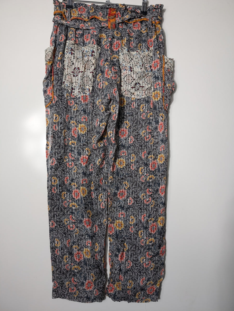 Isabel Marant Floral Silk Wide Leg Pants Women's Size 38 - Image 4
