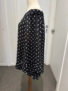 One Teaspoon Black and White Polka Dot Off-the-Shoulder Long Sleeve Top - Image 10