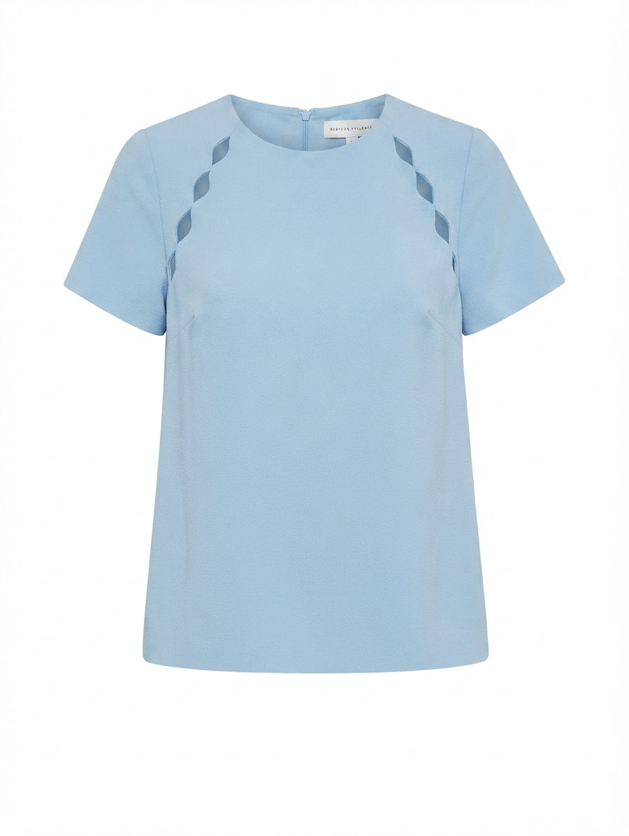 Rebecca Vallance Scalloped Cutout Blouse Light Blue AU 8 - Image 1