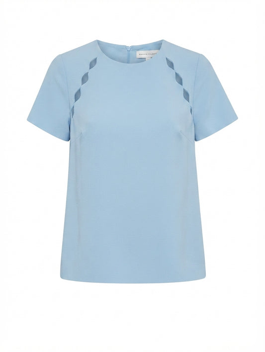 Rebecca Vallance Scalloped Cutout Blouse Light Blue AU 8 - Image 1