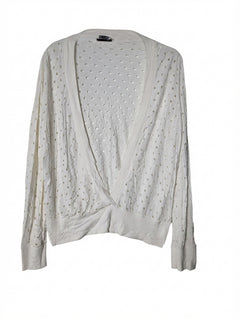 SABA Eyelet Wrap Cardigan White Size 12 - Image 1