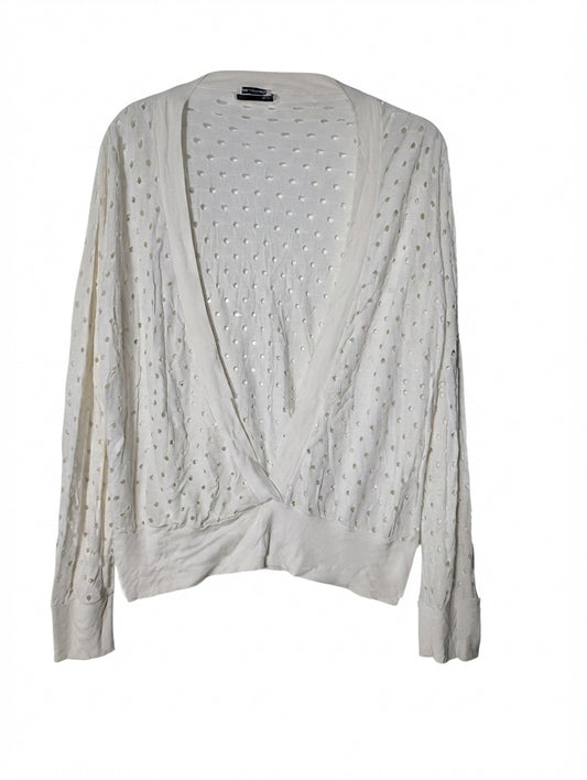 SABA Eyelet Wrap Cardigan White Size 12 - Image 1