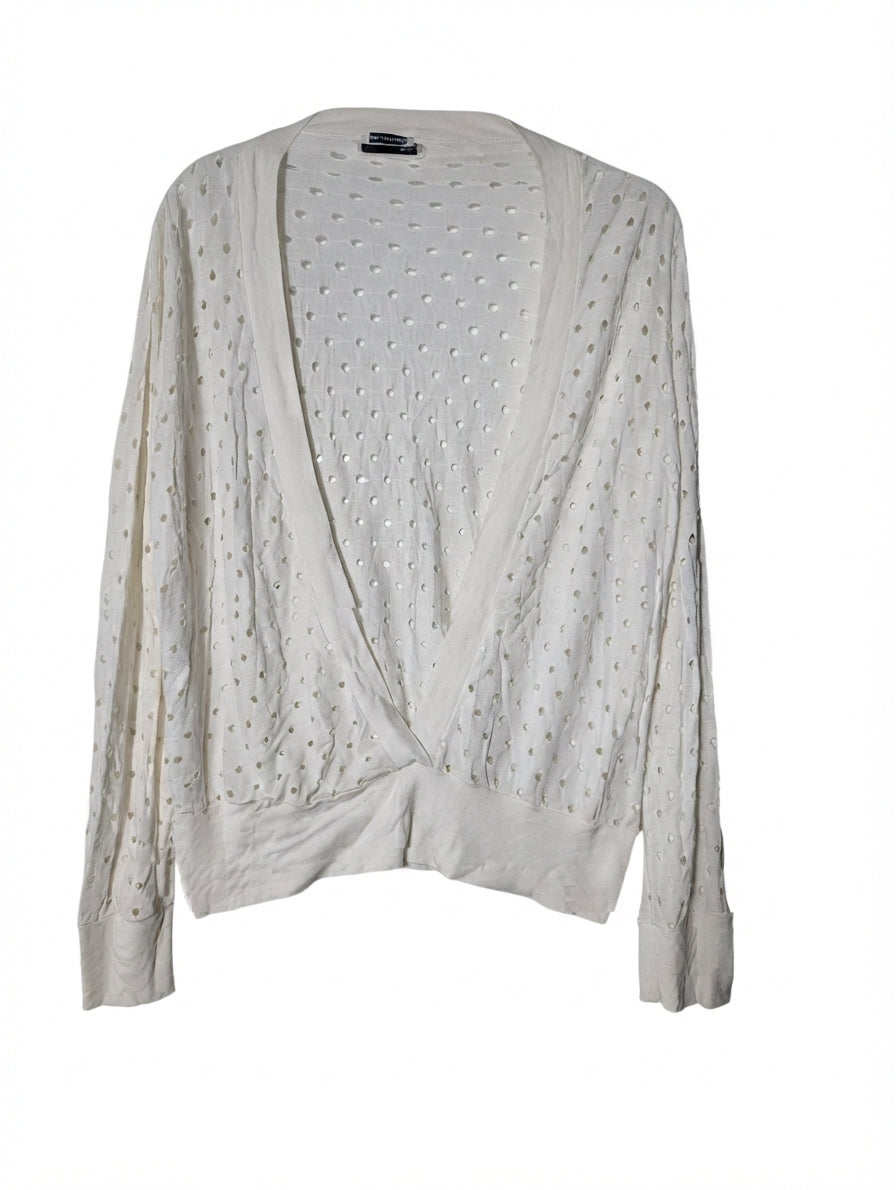 SABA Eyelet Wrap Cardigan White Size 12 - Image 1
