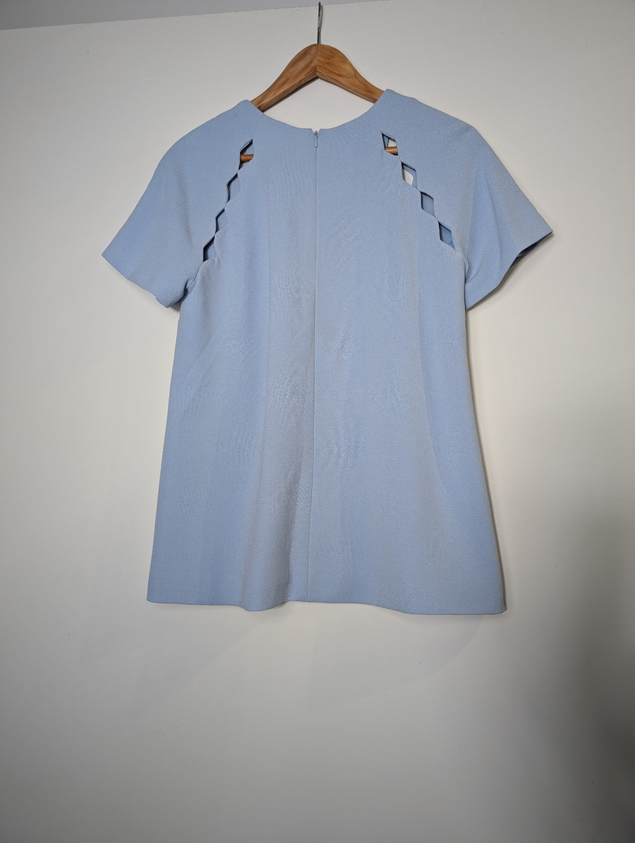 Rebecca Vallance Scalloped Cutout Blouse Light Blue AU 8 - Image 3