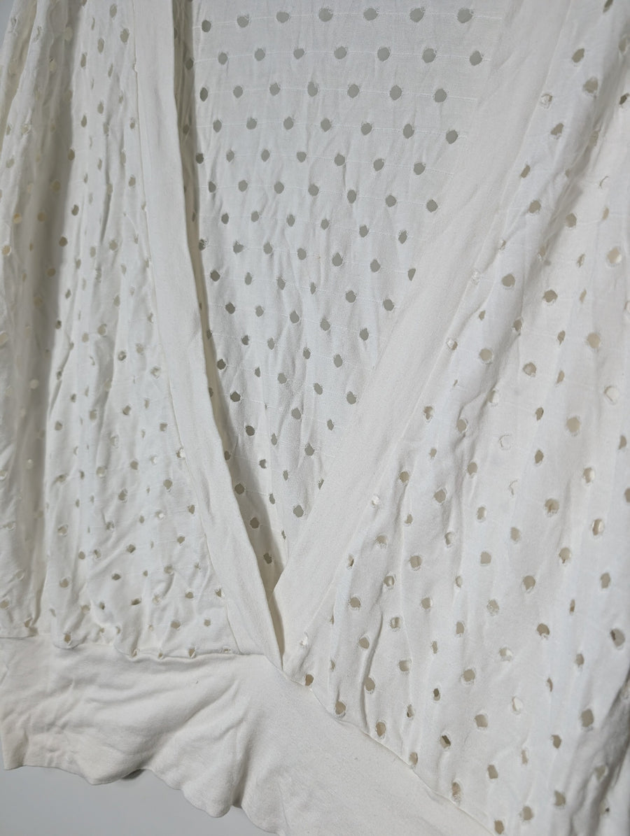 SABA Eyelet Wrap Cardigan White Size 12 - Image 2