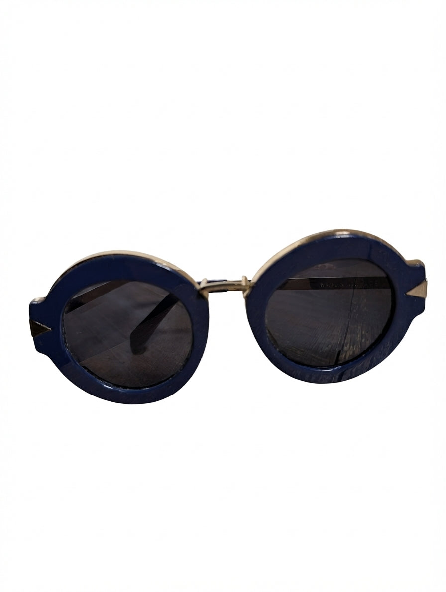 Karen Walker Deep Freeze Sunglasses Navy Blue Round Frames