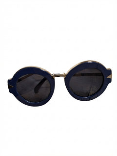 Karen Walker Deep Freeze Sunglasses Navy Blue Round Frames - Image 1