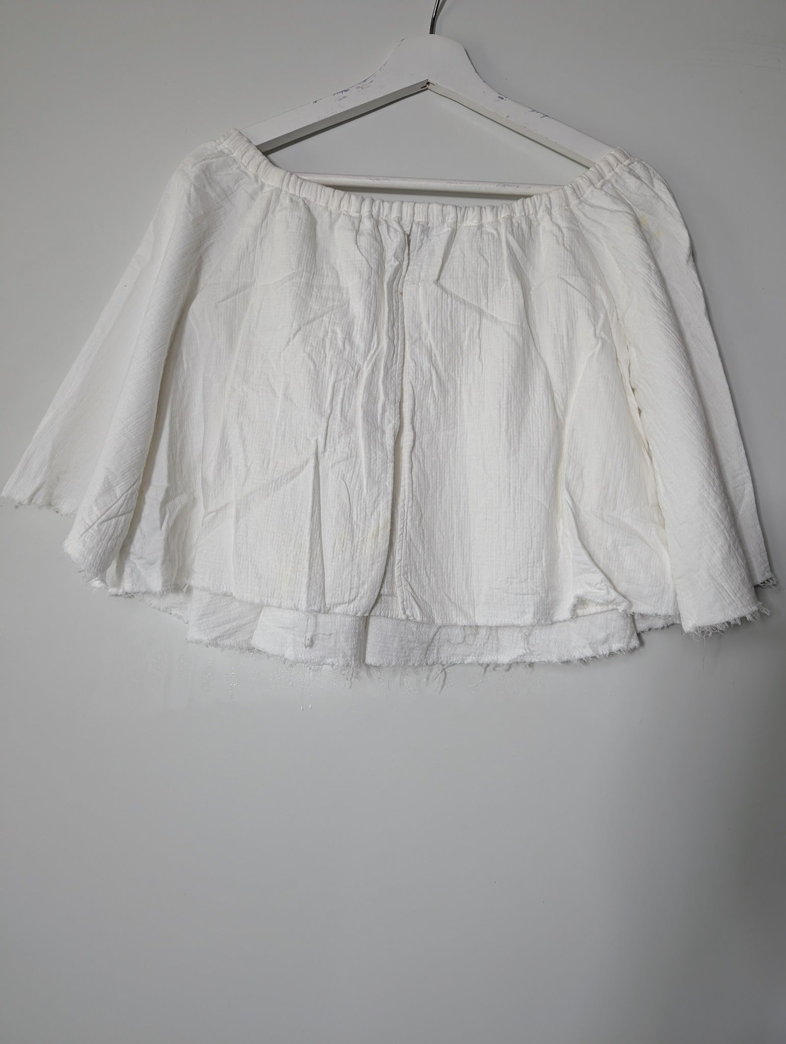 Viktoria & Woods Off-The-Shoulder Gauze Crop Top White Size 0 - Image 5