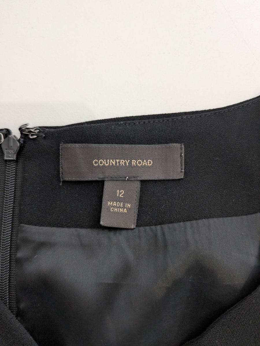 Country Road Wrap Front Midi Dress Black AU 12 - Image 4
