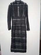 Shakuhachi Guipure Lace Midi Dress Black Women's AU 8 - Image 5