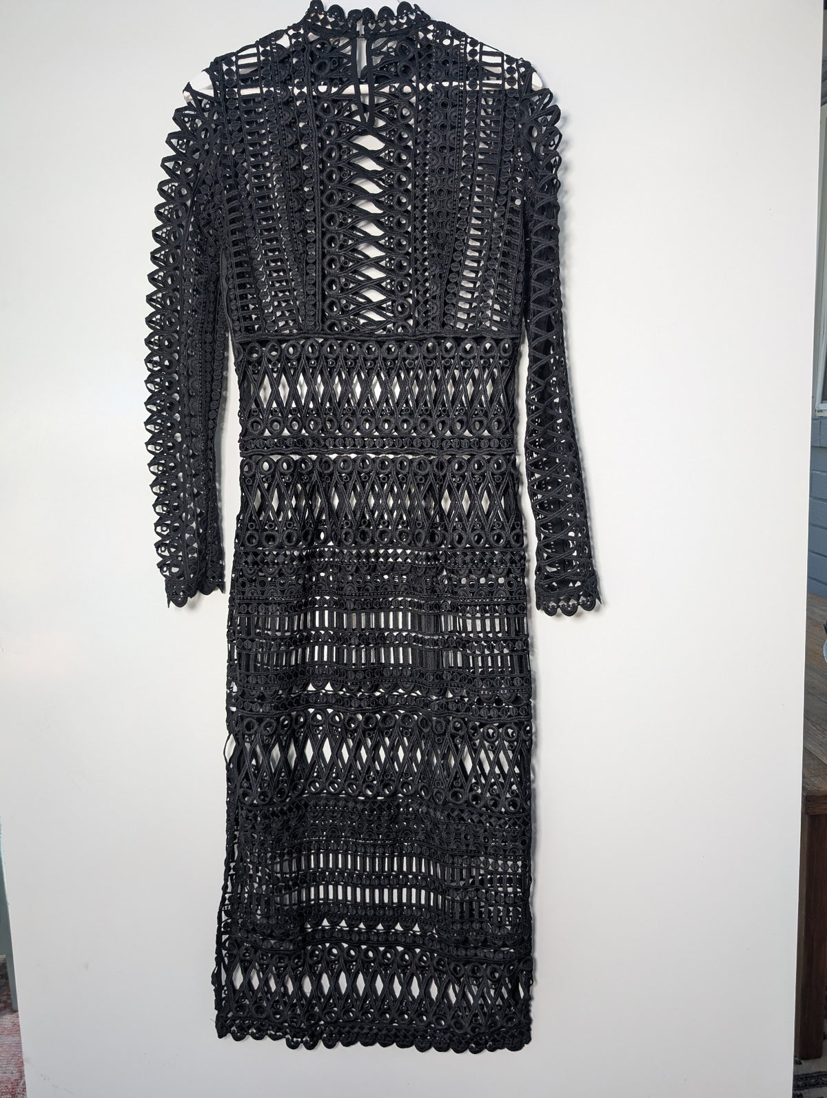 Shakuhachi Guipure Lace Midi Dress Black Women's AU 8 - Image 5