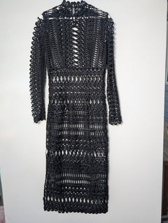 Shakuhachi Guipure Lace Midi Dress Black Women's AU 8 - Image 5