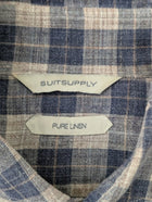 Suitsupply Men's Blue and White Check Pure Linen Shirt Size 37 / 14.5 - Image 8