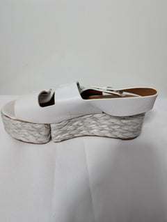 Clergerie Platform Espadrille Sandals White Leather EU 37.5 - Image 5