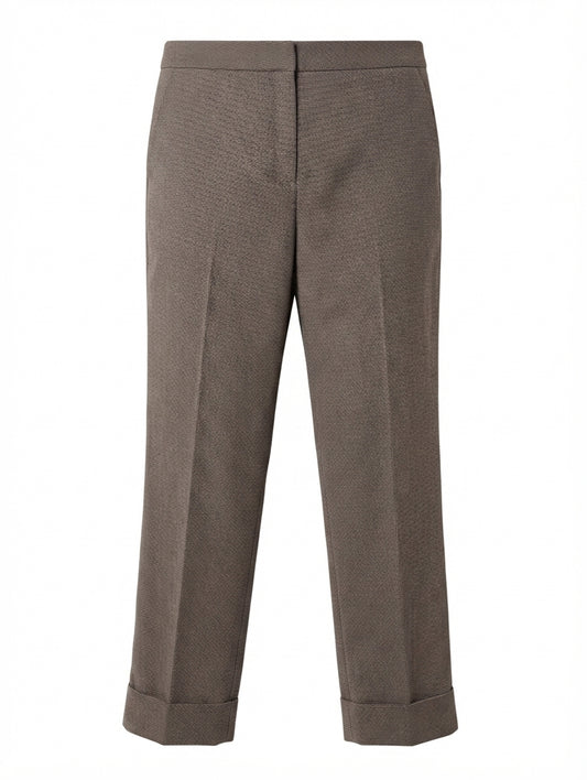 Bianca Spender Micro-Houndstooth Cuffed Trousers Brown Size 12 - Image 1
