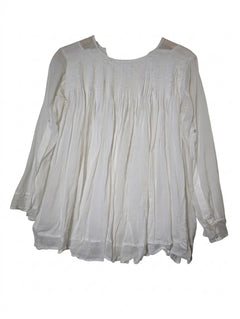 By Malene Birger Gauze Tunic Blouse White Pleated Detail - Image 1