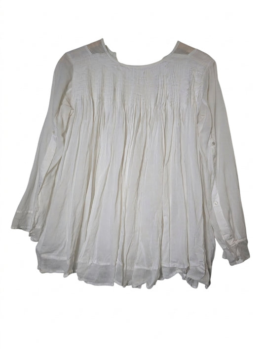 By Malene Birger Gauze Tunic Blouse White Pleated Detail - Image 1