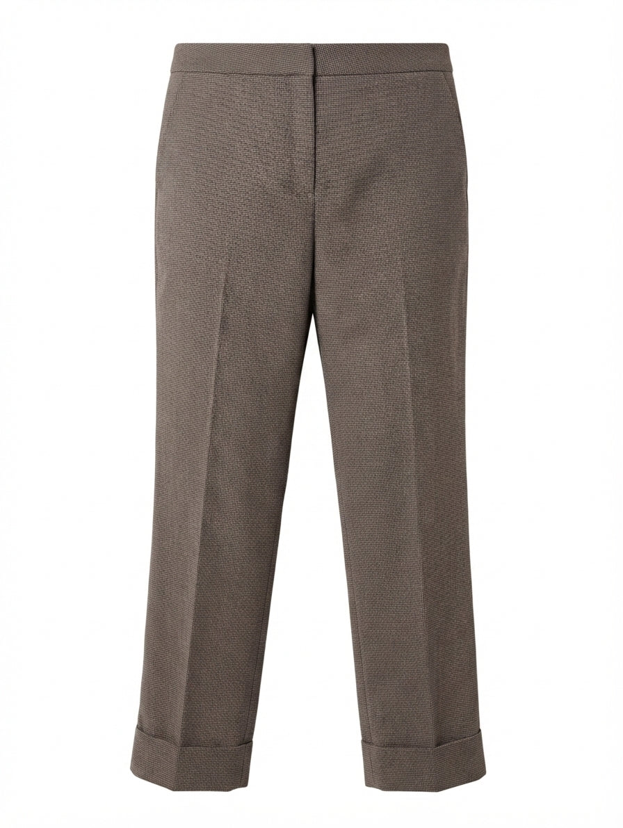 Bianca Spender Micro-Houndstooth Cuffed Trousers Brown Size 12