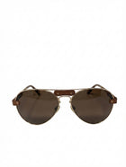 Chloé Aviator Sunglasses Brown Leather Trim - Image 1