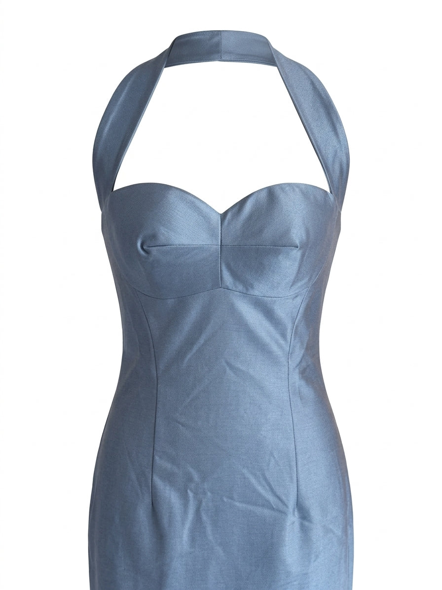 EIK Halter-Neck Dress Blue/Grey - Image 1