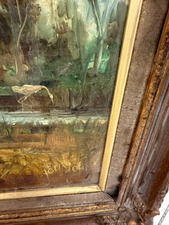 Joh Joh Oil on Canvas Landscape Painting in Ornate Gilt Frame - Image 2