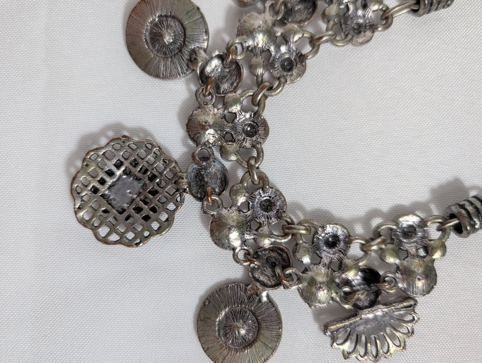 Unbranded Vintage-Style Silver Tone Coin and Filigree Charm Statement Necklace - Image 2