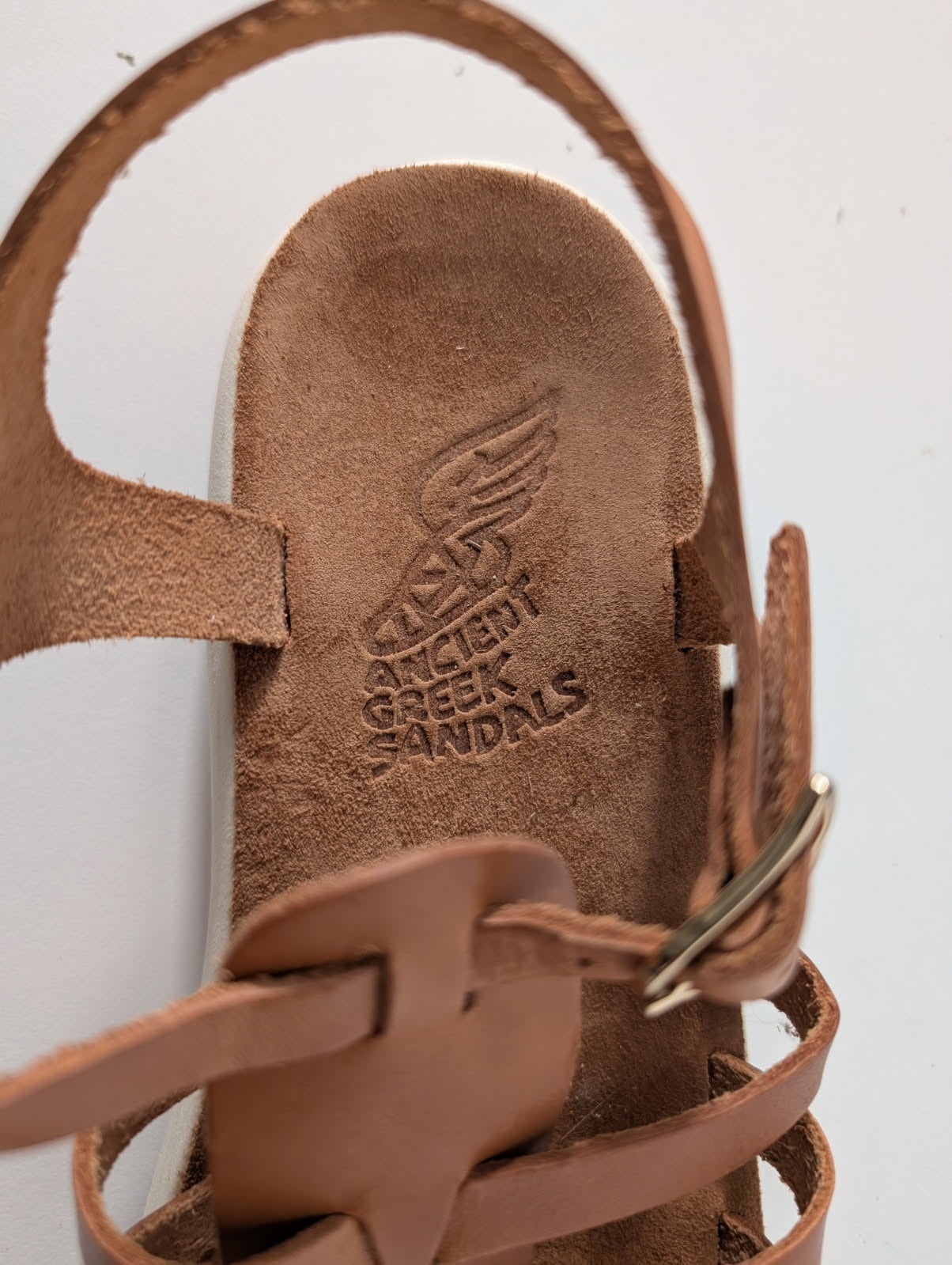 Ancient Greek Sandals - Tan Leather Gladiator Sandals EU 39 - Image 3