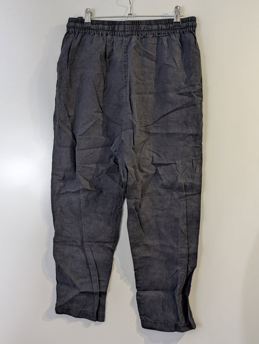 Assembly Label Linen Elastic Waist Pants - Charcoal Grey Size 8 - Image 1