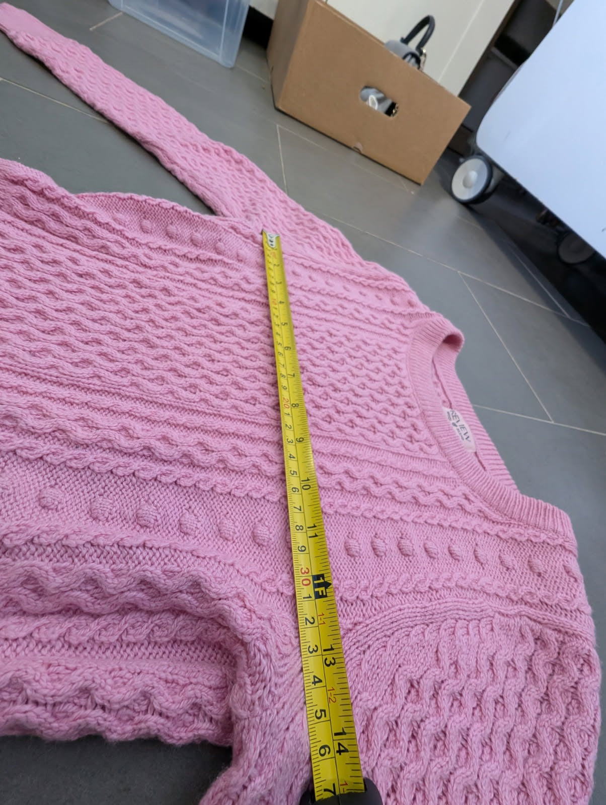 Review Pink Cable Knit Peplum Sweater - Women's Size 8 - Image 3