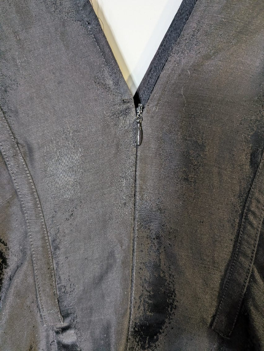 Bassike V-Neck Dress Black Linen Blend Size 0 - Image 3