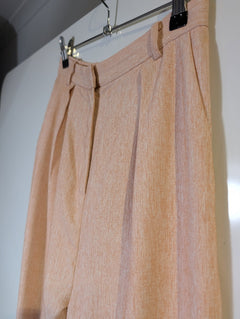 High-Waisted Pleated Wide-Leg Trousers Peach Melange - Image 3