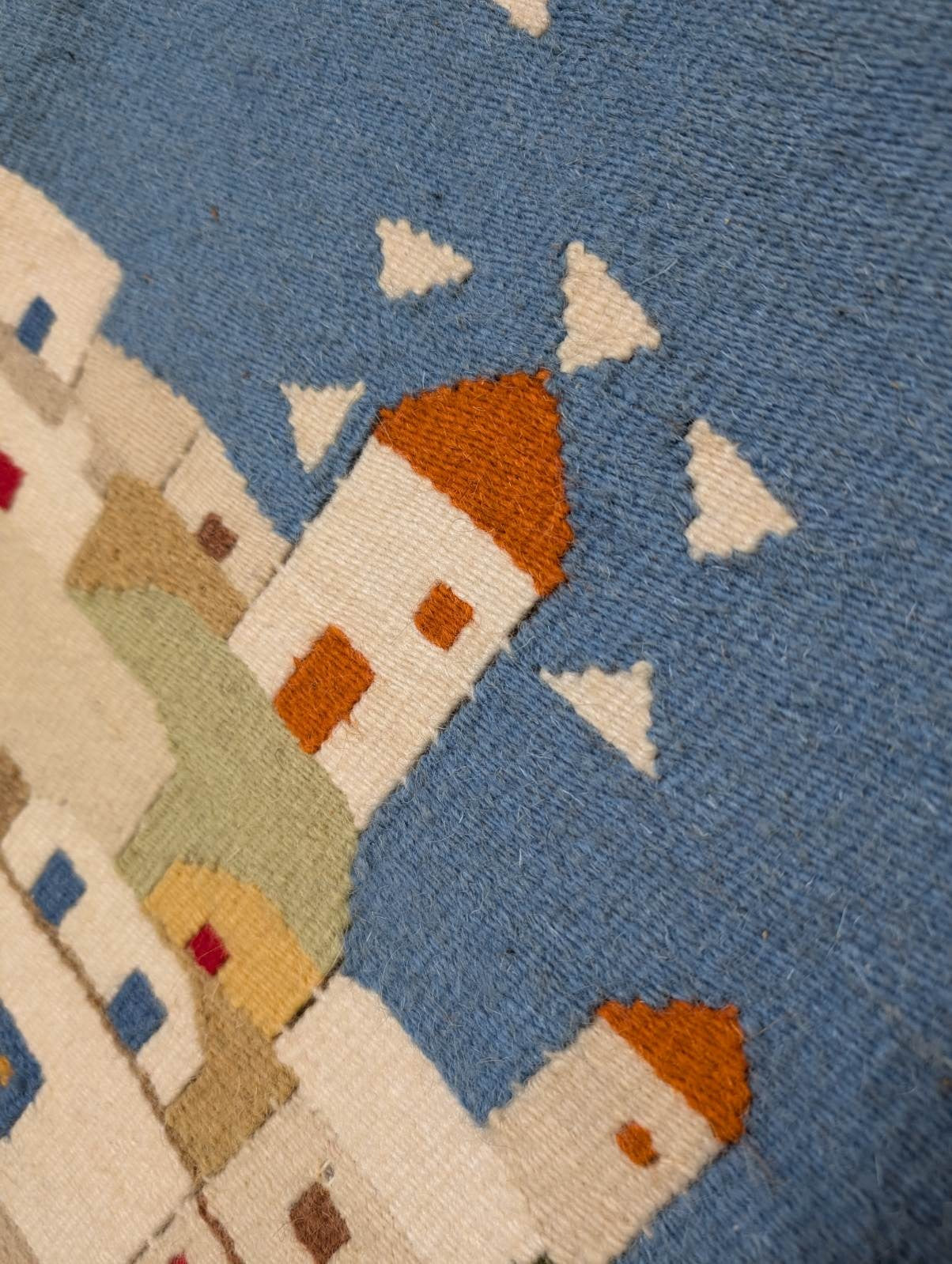 Roka Athens Greek Woven Wall Tapestry Rug Vintage Greek Village Wall Hanging - Image 3