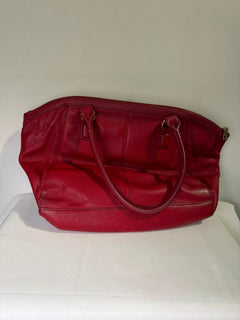Oroton Pebbled Leather Tote Bag Red Gold Hardware - Image 3